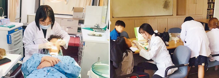 부산대 치과병원 관계자들이 지난 19일 진해 희망의 집 의료봉사를 진행했다.<부산대 치과병원 제공>