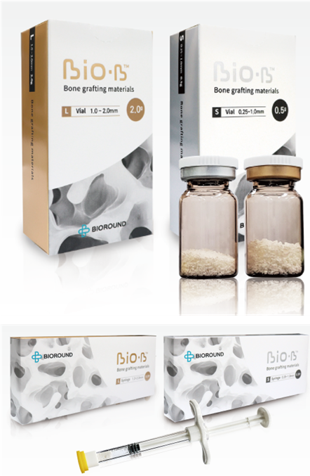 바이오라운드의 골이식재 ‘BIO-B Vial’과 ‘BIO-B Syringe’ <바이오라운드 제공>