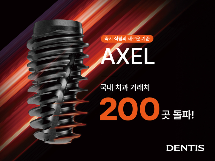 덴티스 신제품 임플란트 ‘AXEL(액셀)’이 출시 한 달 만에 국내 치과 거래처 200곳을 돌파하며 가파른 성장세를 보이고 있다.<덴티스 제공>