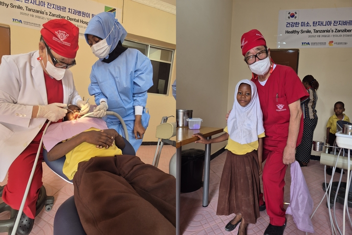 임종성 단장이 현지 어린이를 진료하고 함께 기념촬영을 했다. <인천지부 제공>