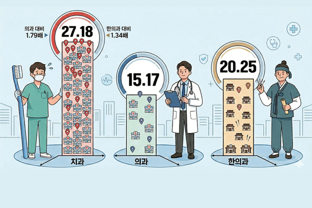 '다닥다닥' 치과들, 의과의 1.8배·한의과의 1.3배